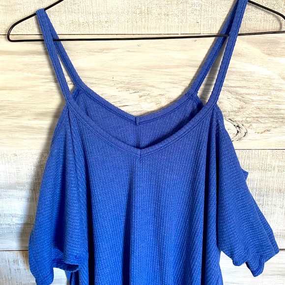 Royal Blue Cold Shoulder Top - Picture 3 of 8